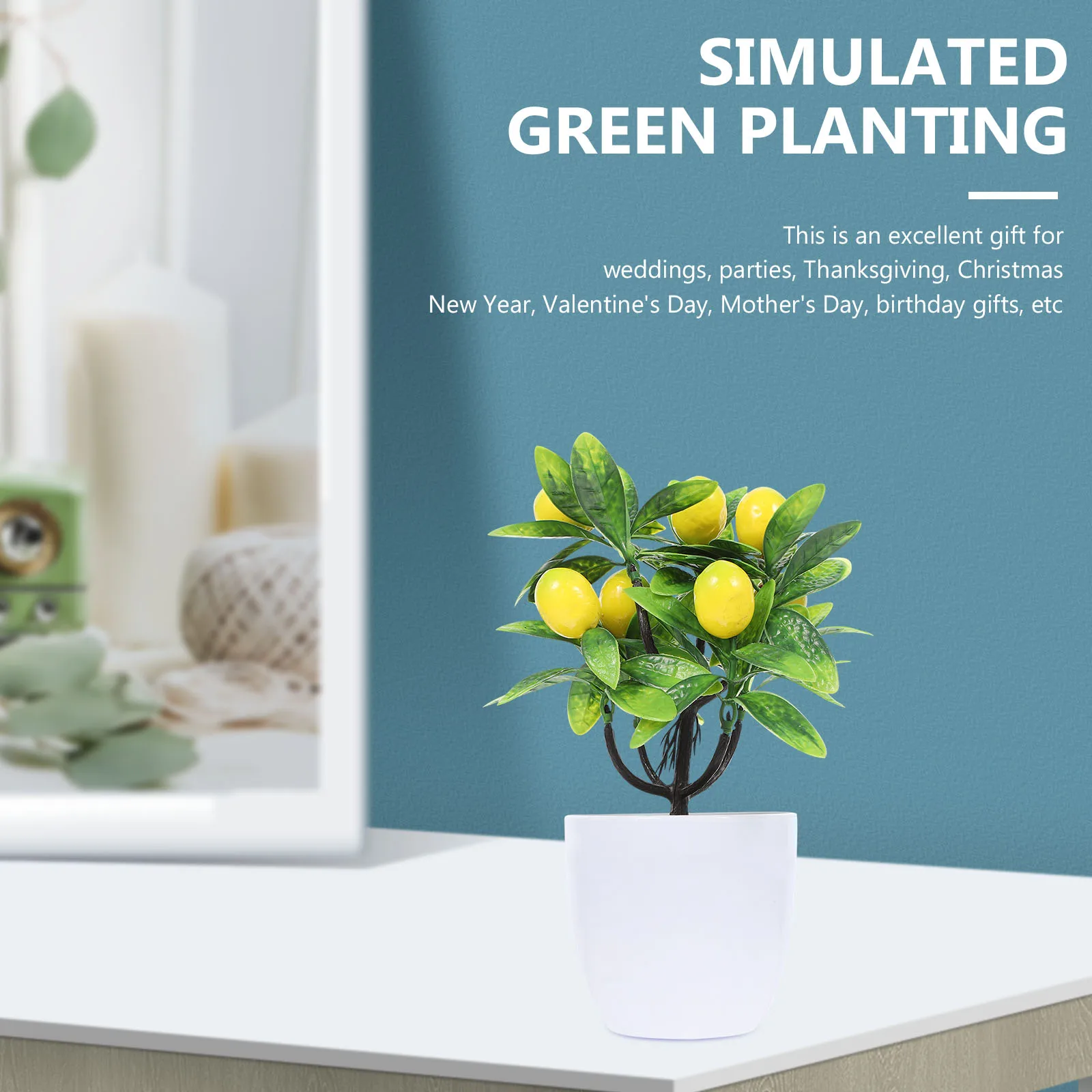 

2pcs Artificial Lemon Plants Bright Yellow Mini Desk Decor for Home Office Kitchen Living Room Fake Lemon Tree Lifelike