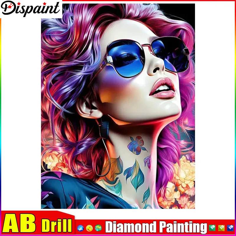 

Dispaint AB Diy 5d алмазная живопись "Мультяшная женщина" вышивка крестиком квадратная круглая Алмазная вышивка ручная работа горный хрусталь искусство