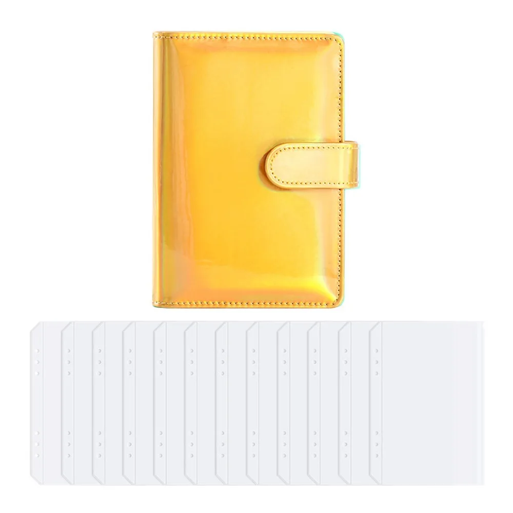 Divertente raccoglitore A6 in pelle PU ricaricabile con fibbia magnetica raccoglitore con fibbia magnetica formato A6 design laser libro di denaro uso scolastico