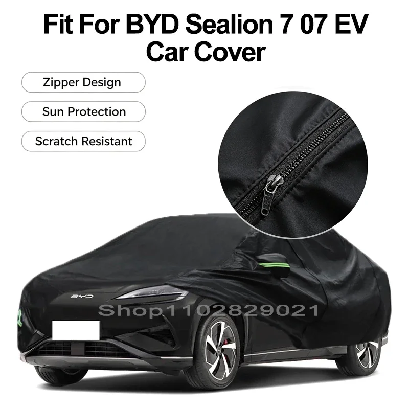 Zipper Door Waterproof Car Cover For BYD Sealion 7 07 EV Windproof Dustproof UV Protection All Weather Auto Protector