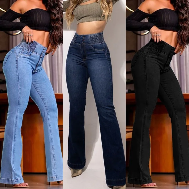 

Spring and Autumn New Women's American 2025 Elastic Waist Head Jeans High-Waisted Elastic Slim Micro-Large Buttocks Jeans Pants