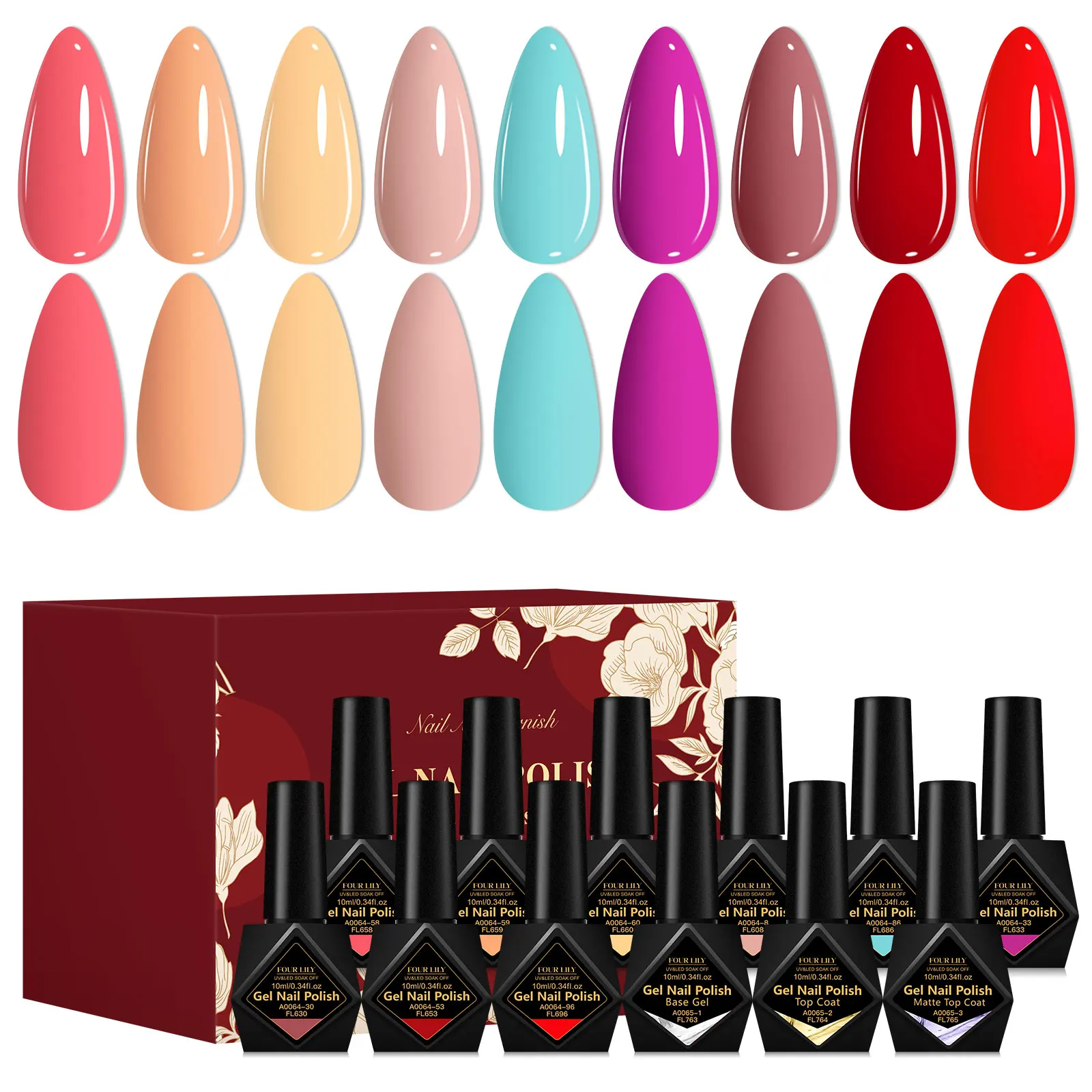 12 قطعة مجموعة طلاء جل الأظافر الملونة الموسمية جل ملون مع جل قاعدة، معطف علوي، معطف علوي غير لامع، مانيكير شبه دائم Vernis DIY #2