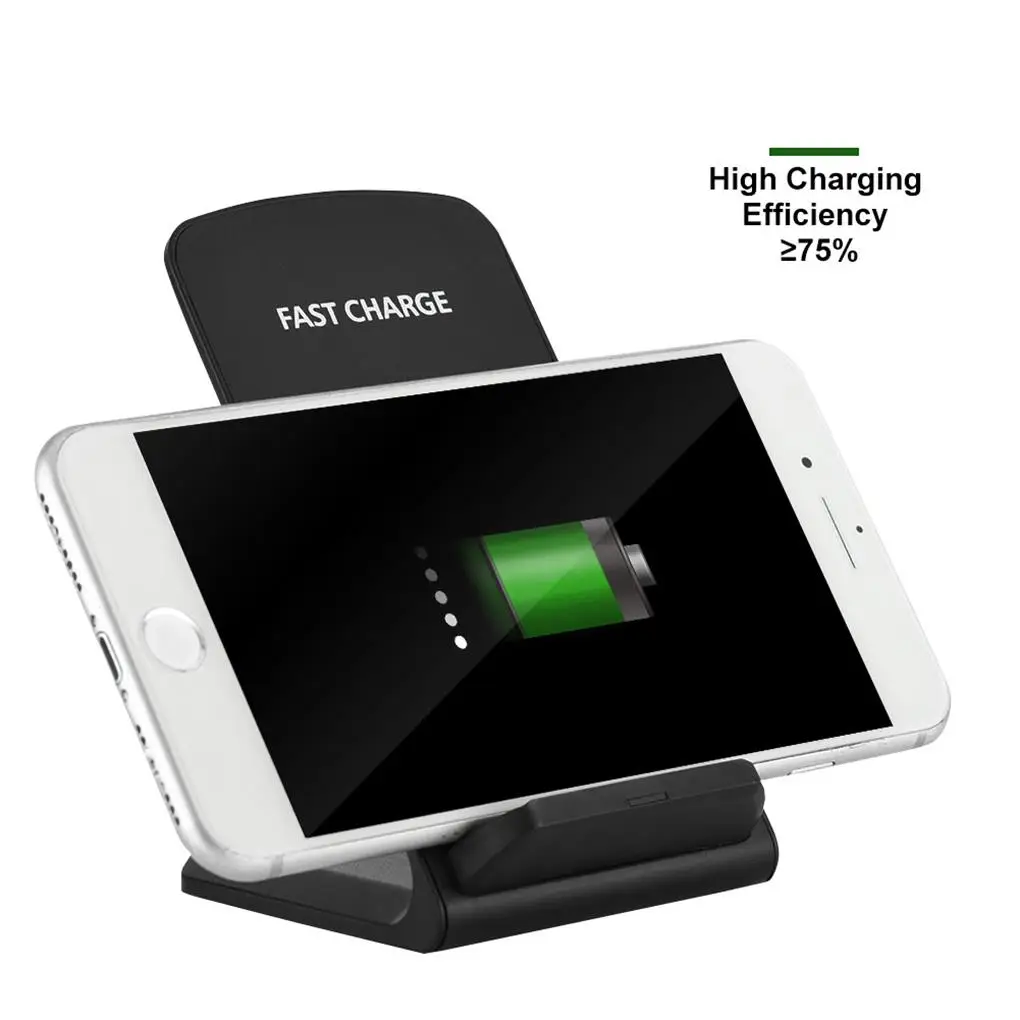 Qi 2-coils Wireless Stand Charger 75% Charging Efficiency Safe Wireless Stand Charge Pad
