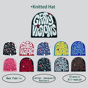 1 Buah Topi rajutan mode luar ruangan jacquard huruf GR bahan akrilik populer Eropa dan Amerika untuk topi beanie pria dan wanita 10 pria topi musim dingin penjualan terbaik - №