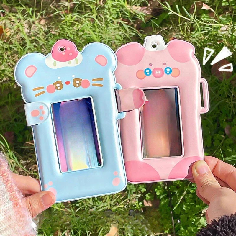 Hand-held Animal Series Card Holder PU Leather Photocard Frame Cute Kpop Idol Card Binder Cartoon Anime Card Display Wholesales