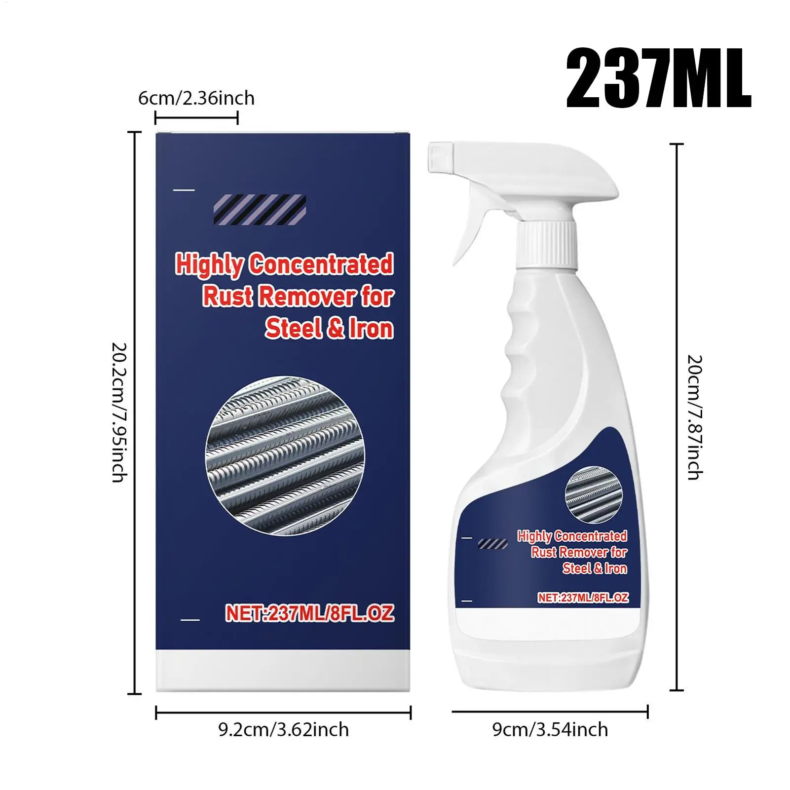Spray Eliminador de Óxido para Autos de 237 ml, Eliminador de Oxidación de Hierro de Acción Rápida, Restaura el Brillo, Seguro para Varias Superficies como Fregaderos y Hornos de Metal