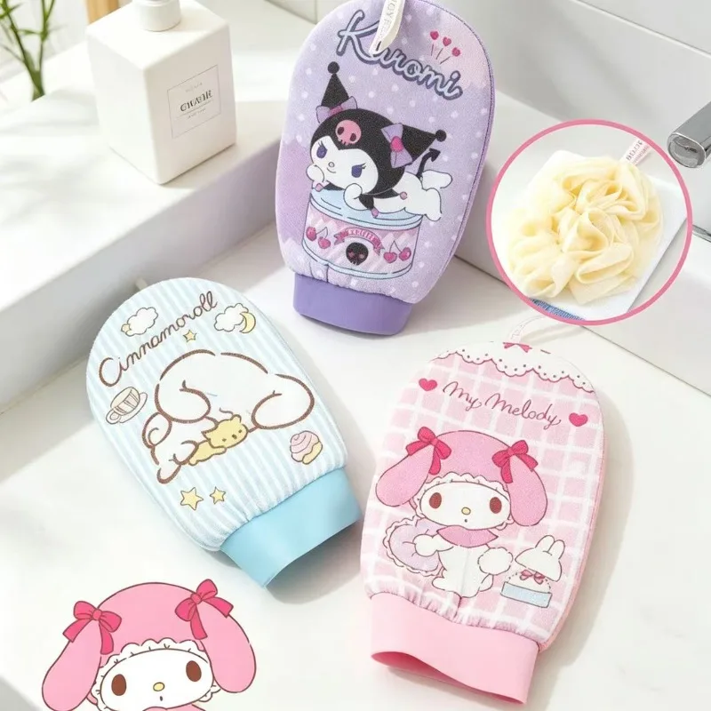 Kawaii Cartoon Punk Print Bath Scrubber High-Value Cute Soft Exfoliating Shower Washcloth Foaming Body Cleansing Mitt for Women
