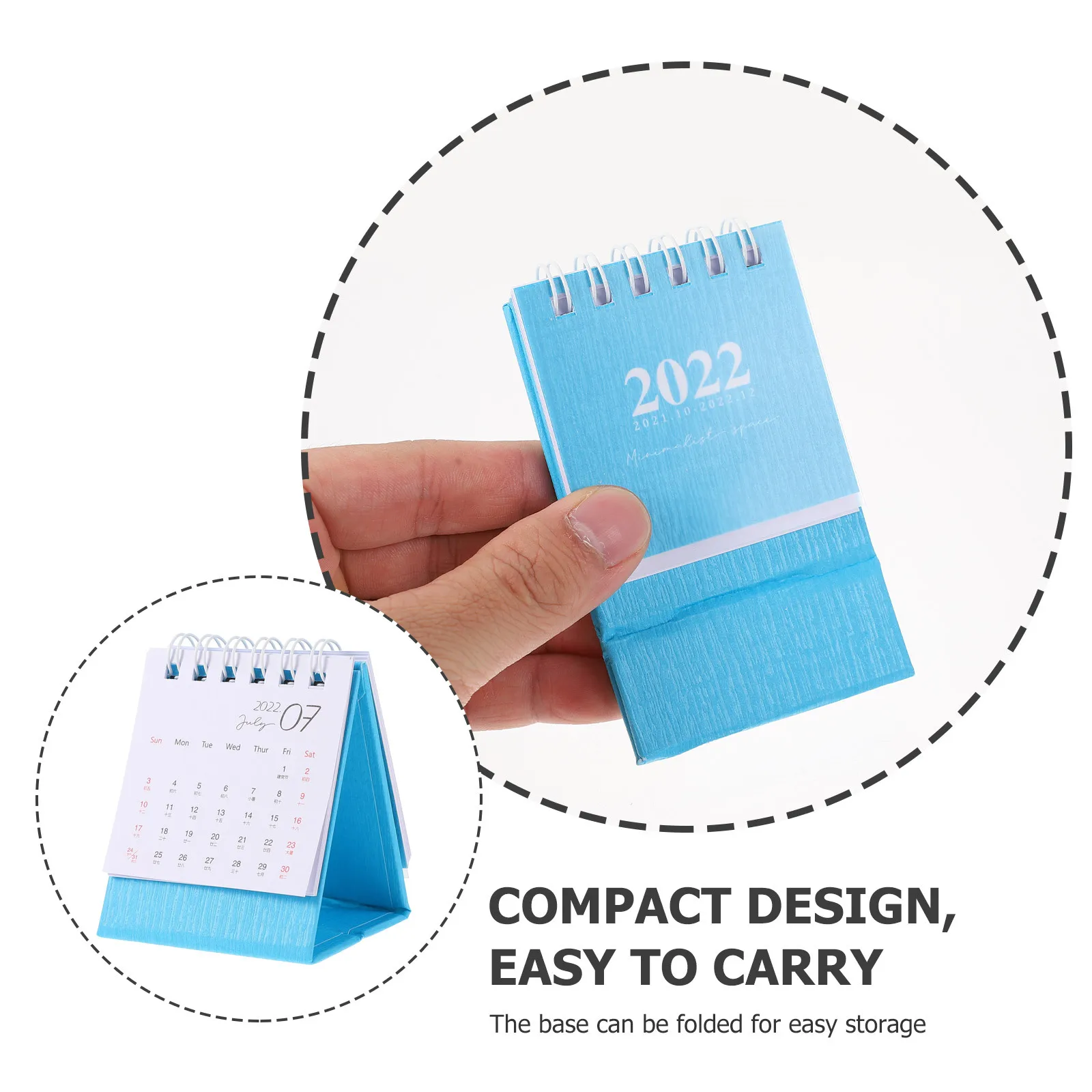 

2Pcs Mini Desk Calendars Thick Paper Material Easy Page Turning Decorative Small Paper Calendars for Office Home