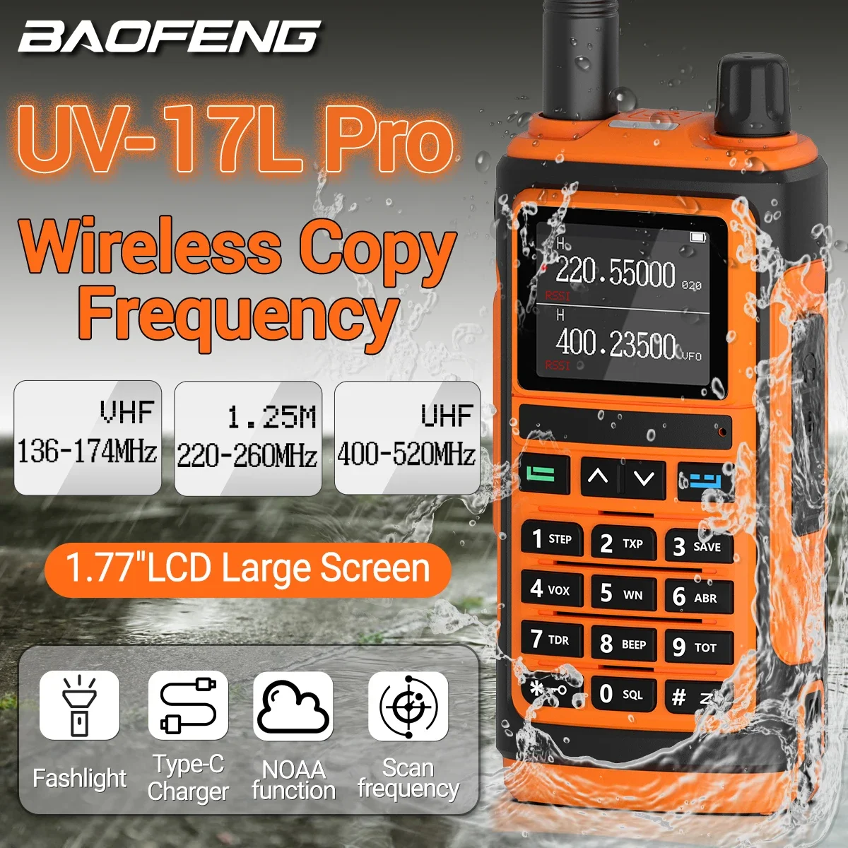 Baofeng UV-17 Pro V2 Tri Band Walkie Talkie Wireless Copy Frequency 999 CH VOX Long Range Type-C Ham Two Way Radio For Travel