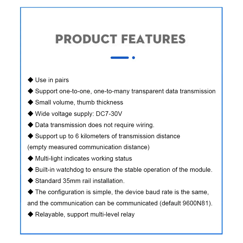 2PCS Lora Wireless Data Transmission Radio RS485 Communication Module RS232 Data Transfer Repeater TTL Serial Receiver