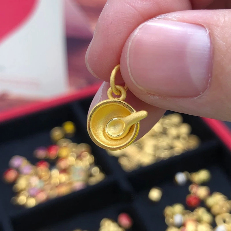 Hot Sale 24K Yellow Gold Pendant 999 Gold 3D Bowl Necklace Pendant For Children