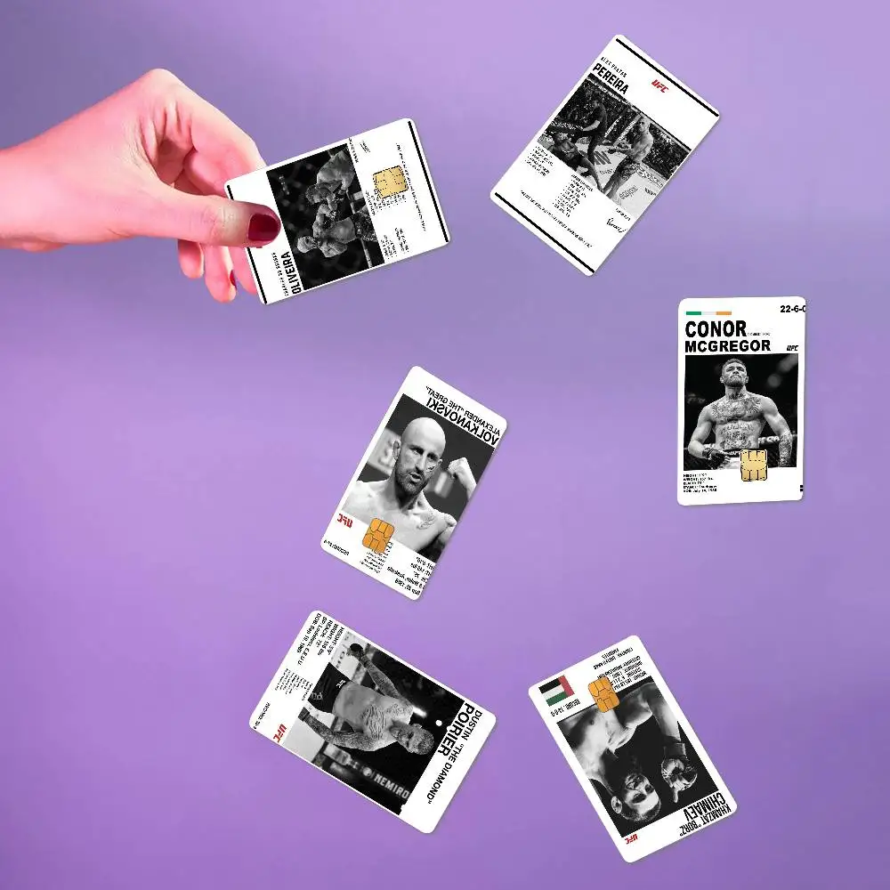 Juego de 4 Pegatinas para Tarjetas de Crédito con Diseño de Luchador de UFC, Campeón de Boxeo, para Tarjetas Bancarias VISA, Resistentes al Agua y a los Arañazos