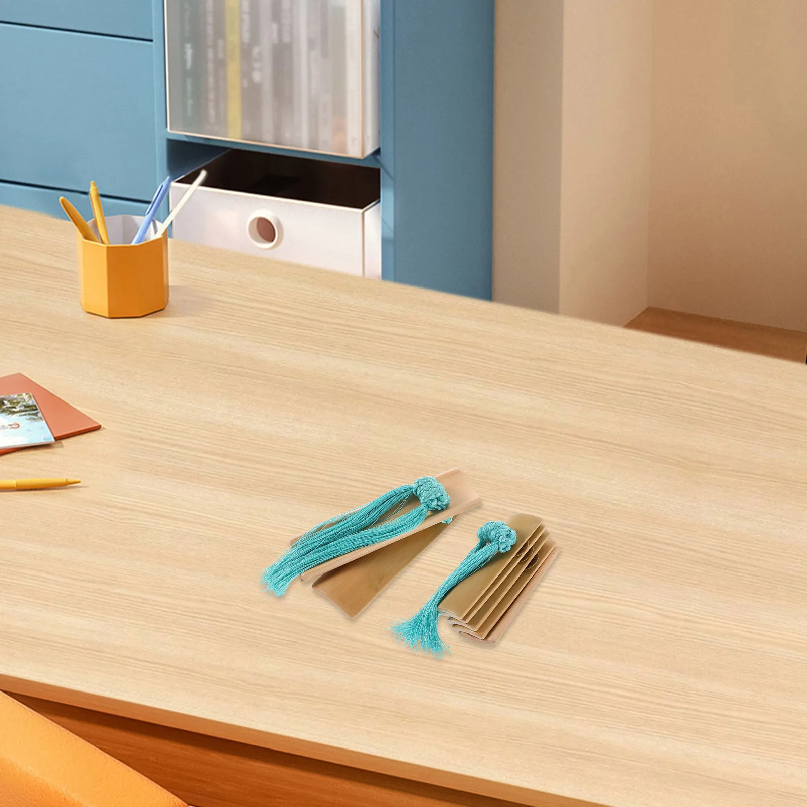 

1Set Bamboo Kuaiban Clappers Traditional Castanet Instrument with Blue Tassel Loud Crisp Percussion for Chinese Festival Music