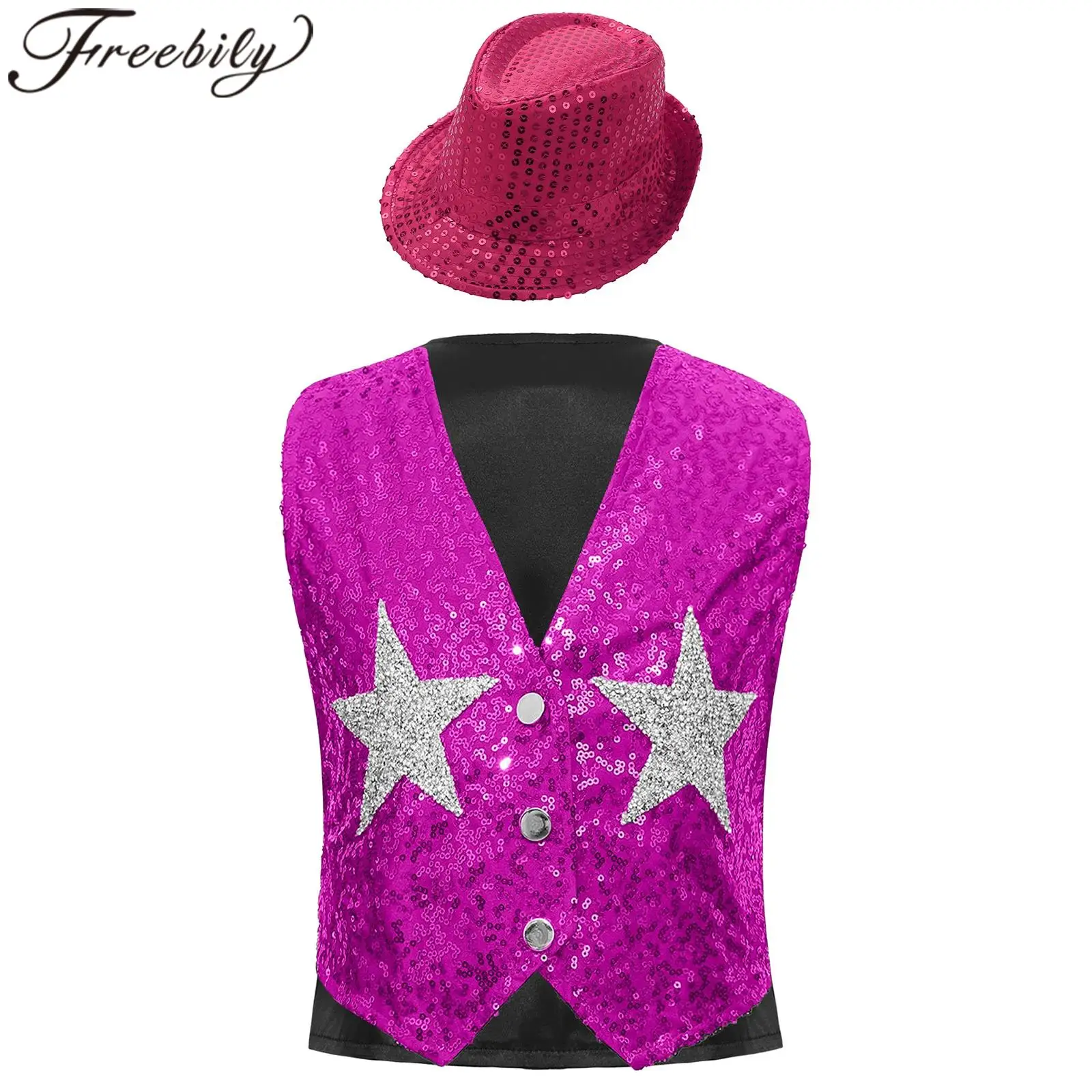 

Детский костюм хиппи для дискотеки для девочек и мальчиков, танцевальная одежда, жилет с блестками, одежда в стиле хип-хоп, джазовый танцевальный костюм, вечерние шоу, танцевальная одежда