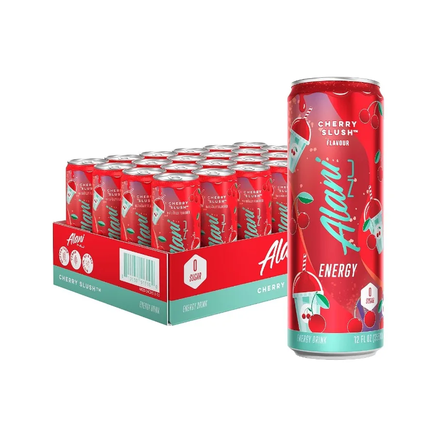 CHERRY SLUSH Sugar Free Low Calorie Energy Drinks 200mg Caffeine Biotin B Vitamins Zero Sugar 10 Calories 12 Fl Oz Cans 24 Pack