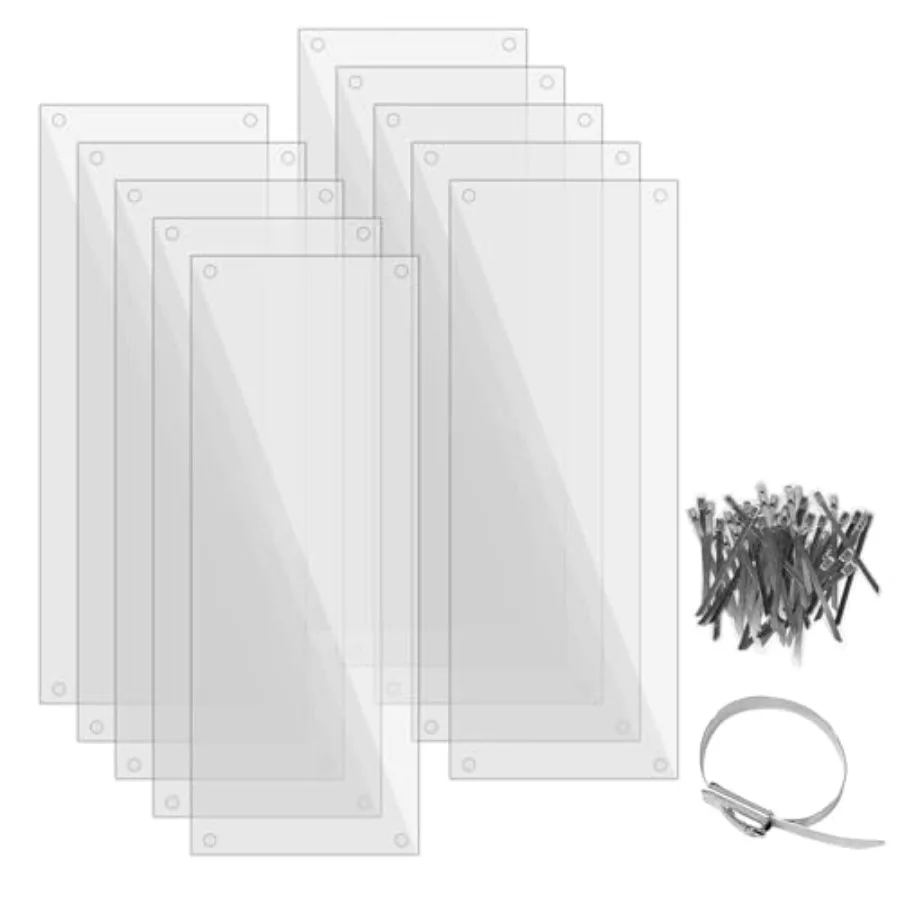 

【Spot goods】10 Pcs Pet Cage Liner 15.7'' x 6'' Cage Urine Guard Side Lining Clear Sheet with 50 Pcs Stainless Steel Zip Ties An