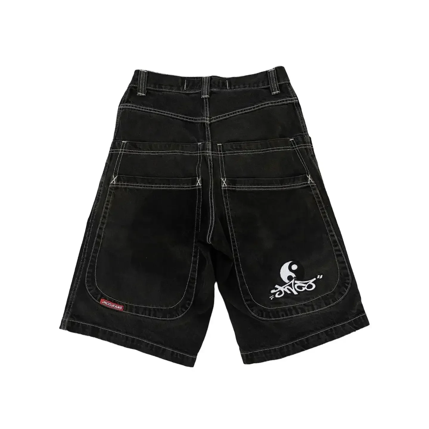 JNCO 남녀공용 힙합 스트리트웨어 데님 반바지, Y2K 새로운 스타일, 하라주쿠 포켓 캐주얼 헐렁한 여름 고딕 농구 반바지