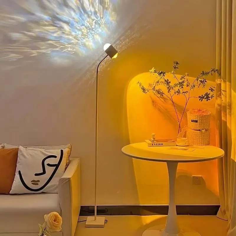

Sunset Projection Floor Lights Double-Sided LED Floor Lamp DIY Halo Used in Bars Living Rooms Bedrooms Restaurants Standing Lamp