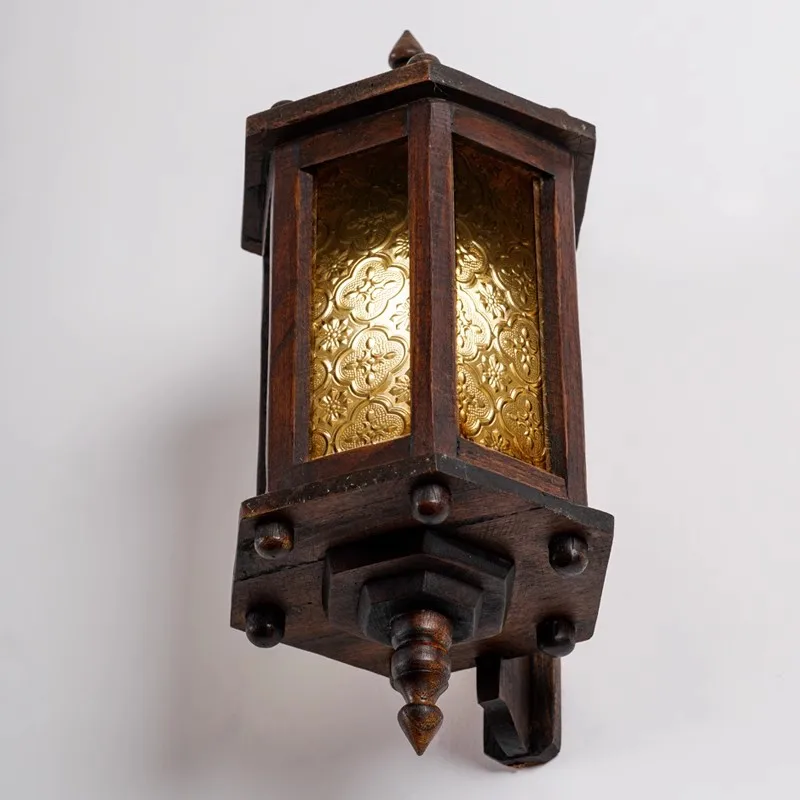 LED Wooden Lamp Hand-Carved Wall Lights Thai Style Hotel Club Bedside Lighting Decor Antique Wood Wall Lamp HangingThai Style -