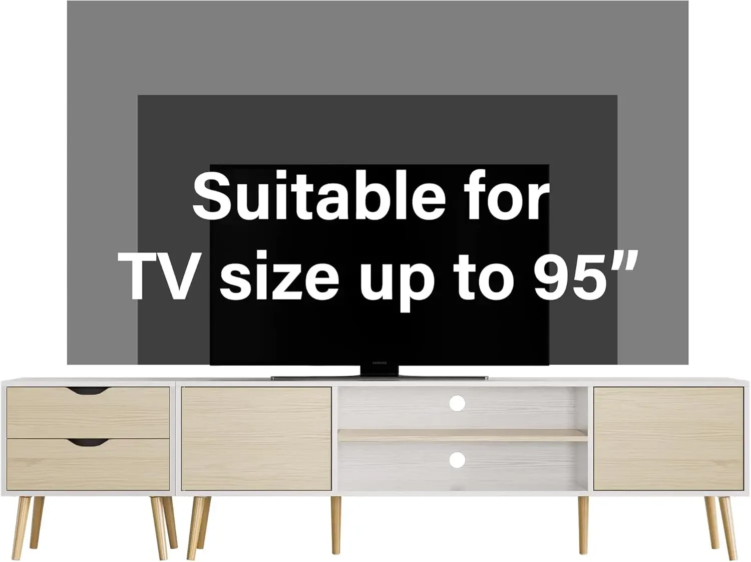 [Nuovo arrivo, spedizione gratuita! ]Supporto TV per TV fino a 90 pollici, centro di intrattenimento per tavolo consolle TV da 80 90 95 pollici con 2 negozi