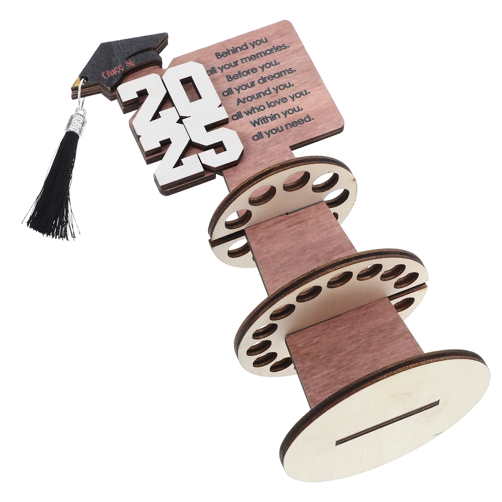 حامل أموال لحفلات التخرج حامل بطاقات نقدية خشبي مزدوج الطبقة لفئة 2025 زينة التخرج ومستلزمات الحفلات #3