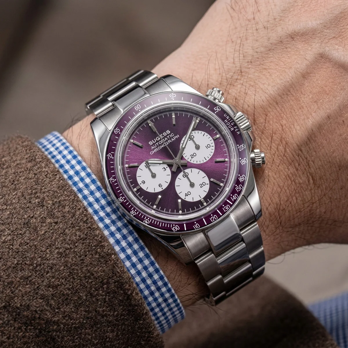 Sugess Chronograph Watch of Mens Peacock SL4801 Movement Automatic