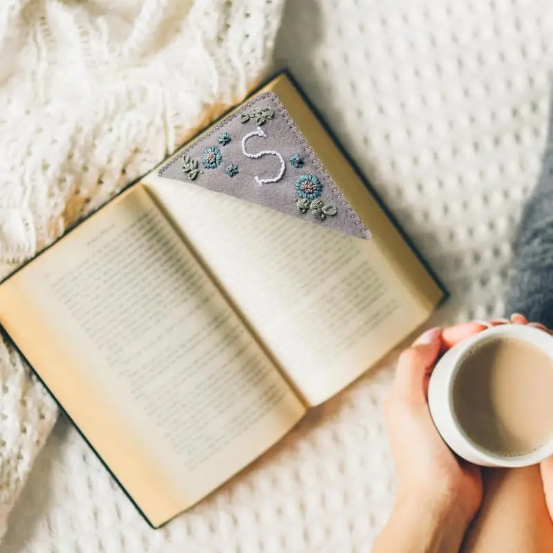 Book Corner Bookmark Embroidered Corner Bookmark Letter Hand Stitched Felt Corner Letter Bookmark Page Markers And Book