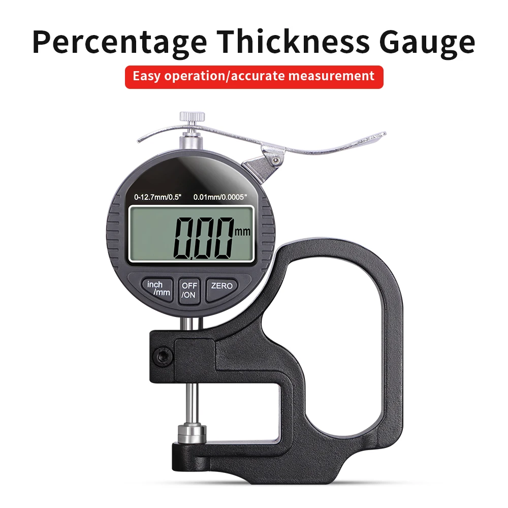 

Electronic Digital Thickness Gauge 0.01mm/0.001mm 12.7mm LCD Display Percentage Micrometer Thickness Indicator Meter Data Output