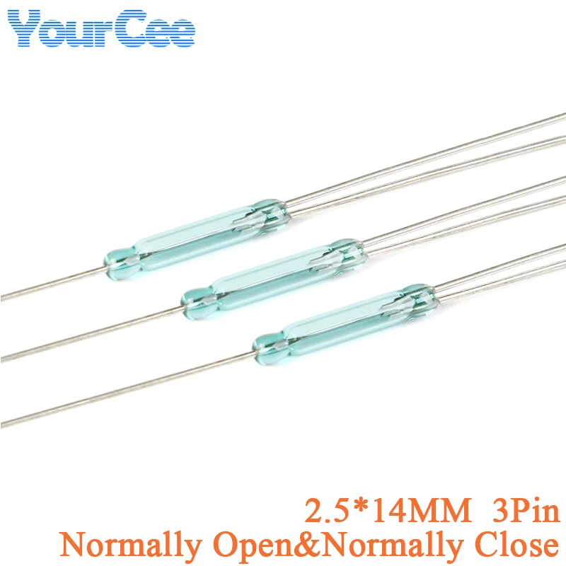 10pcs/1pc 2.5X14MM Magnetic Switch Reed Switch Normally Open and Normally Closed Conversion NO NC 3 pin