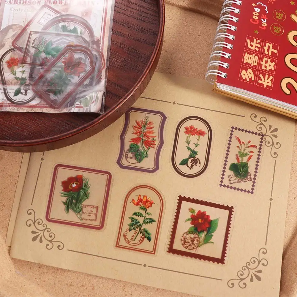 30 Pcs/Bag PET Flower Plant Sticker Bag Colorful DIY Hand Tent Decorative Material Creative Transparent Scrapbooking Sticker