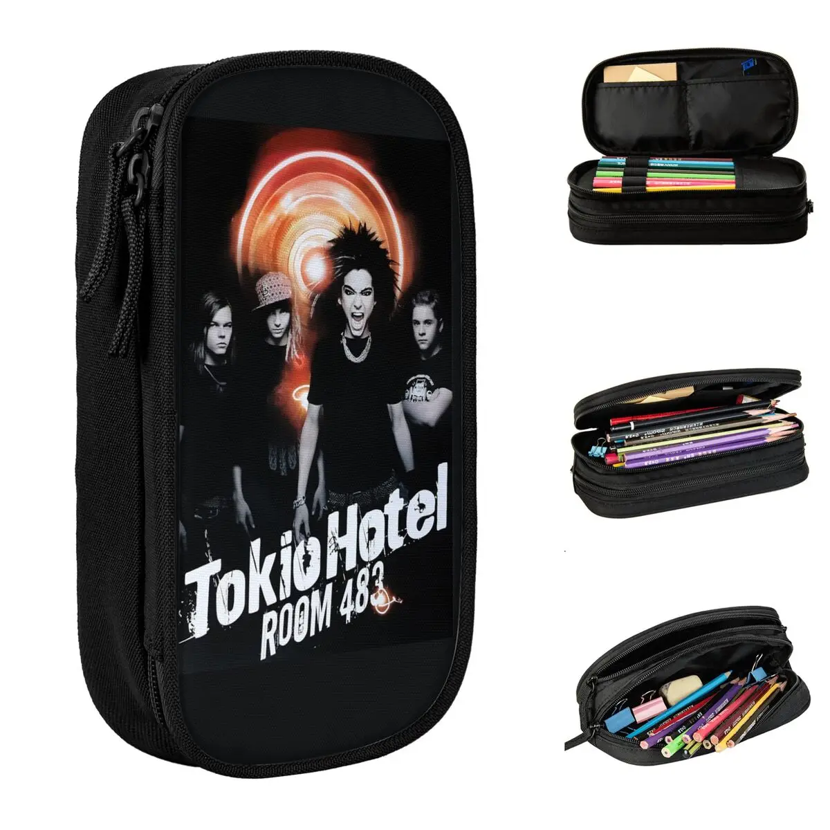 Tokio Hotel Bill Kaulitz Vintage Pencil Cases New Pen Box Bags Kids Large Storage Office Zipper Pencilcases