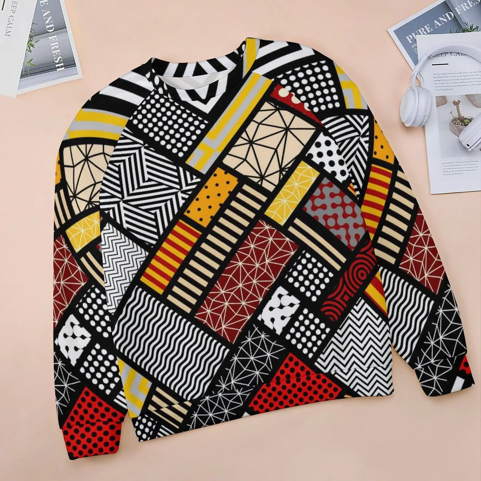 Vintage Tribal Casual Hoodies Abstract Square Elegant Hoodie Winter Long Sleeve Harajuku Oversized Sweatshirts Birthday Present