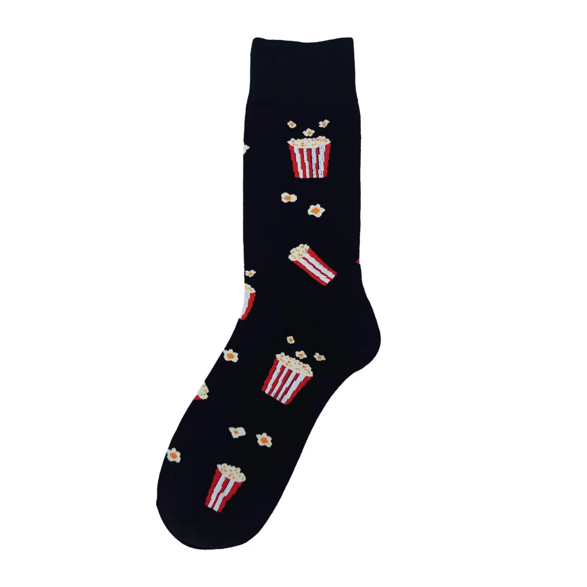 2 Paar Food-Serie Herbst- und Winter-Cartoon-Anime-Socken in der Mitte der Wade, japanisches personalisiertes Pizza-Popcorn in trendigen Strümpfen