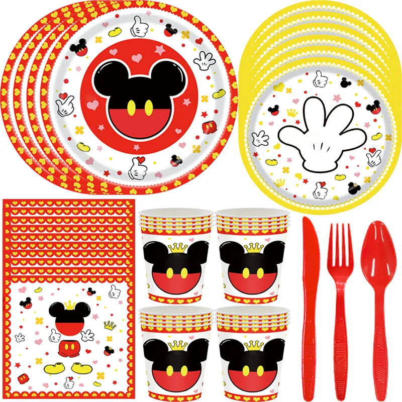 Disney Mickey Mouse Theme Boys Favors Cups Plates Happy Birthday Party Napkins Decoration Events Supplies Set