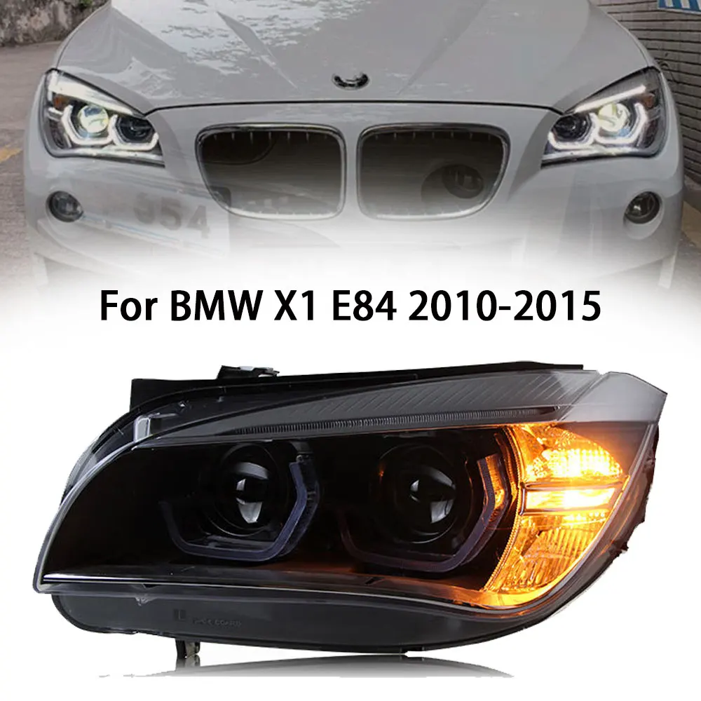 Pair Car Headlight For BMW X1 E84 F49 2010-2015 Modified LED DRL Angel Eye Front Lamp Assembly Automotive Accessories