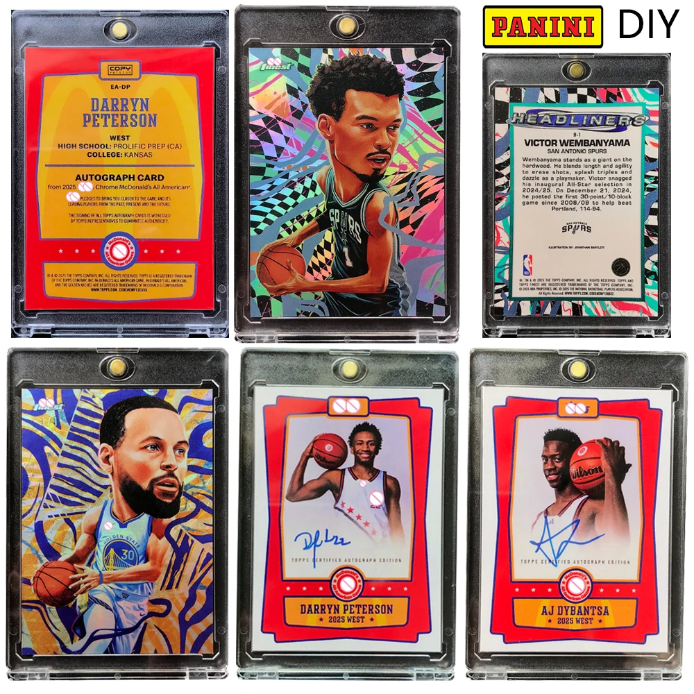 Cartões Colecionáveis DIY Artesanais Refrativos Cintilantes Laser Texturizados com Temática de Basquete e Férias, com Temas Dybantsa, Peterson, 2026, Wembanyama, Curry