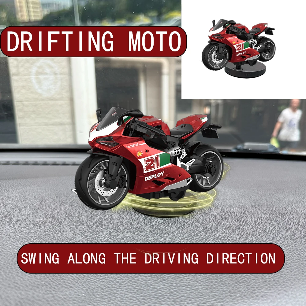 

For DUCATI Kawasaki Harley Drift Rotating Auto Turning motorcycle Model Interior Center Console Ornaments Christmas Gifts