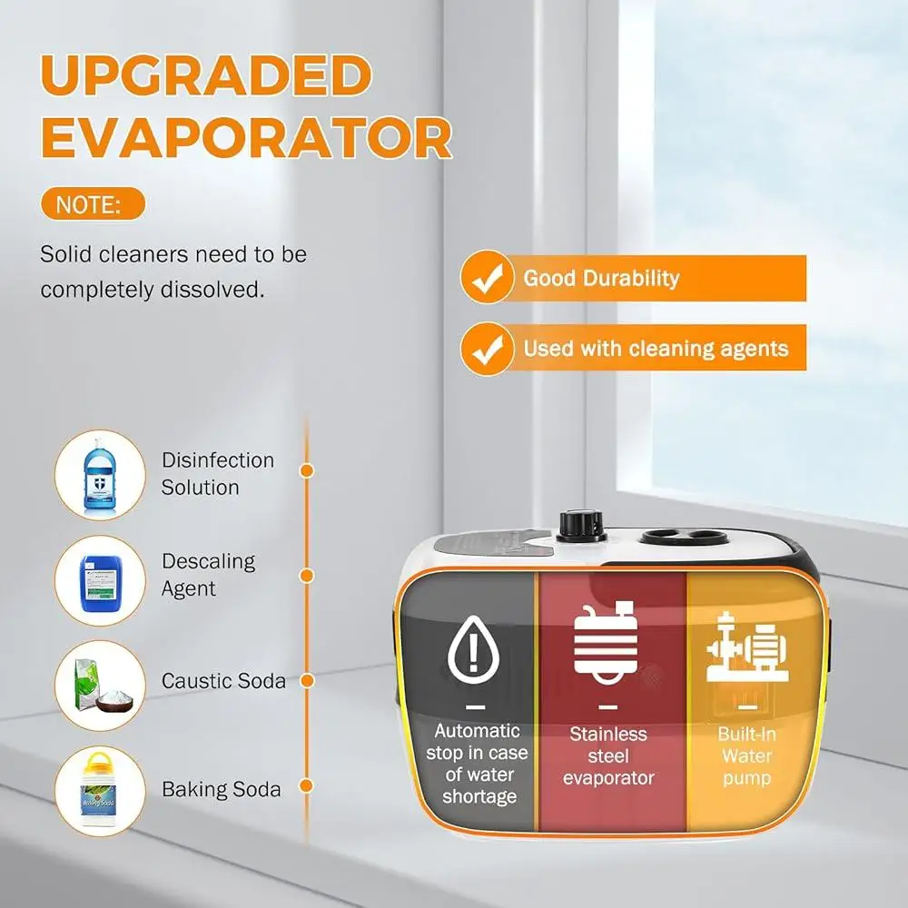 2500W Handheld Steam Cleaner High Pressure Portable Auto Detailing Steam Machine High Temperature Cleaning Kit with Water Tank