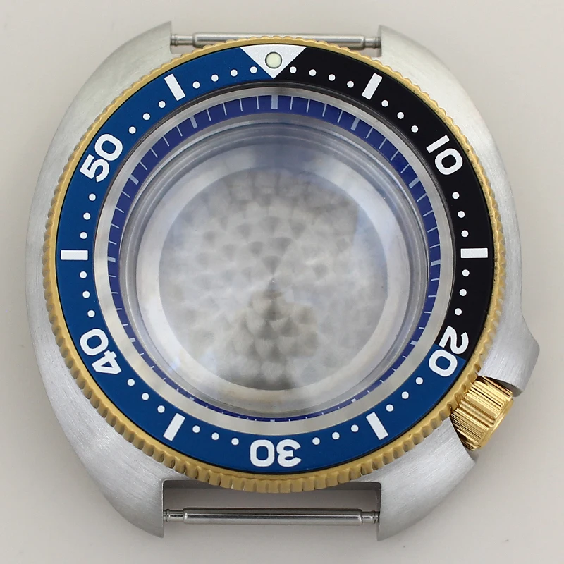 44mm Stainless Steel Watch Case Sapphire Glass Waterproof For NH35 NH36NH34 4R36 Movt Mod Tuna Mouth Parts Uni-directional Bezel