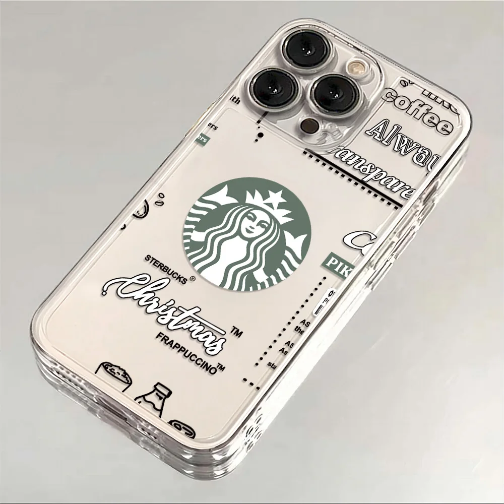 1-Fashion Hot S-S-Starbucks-Phone Case For iPhone 16 15 14 13 12 11 Mini Pro Max X XR XSMax 7 8 Plus Transparent Soft TPU Cover