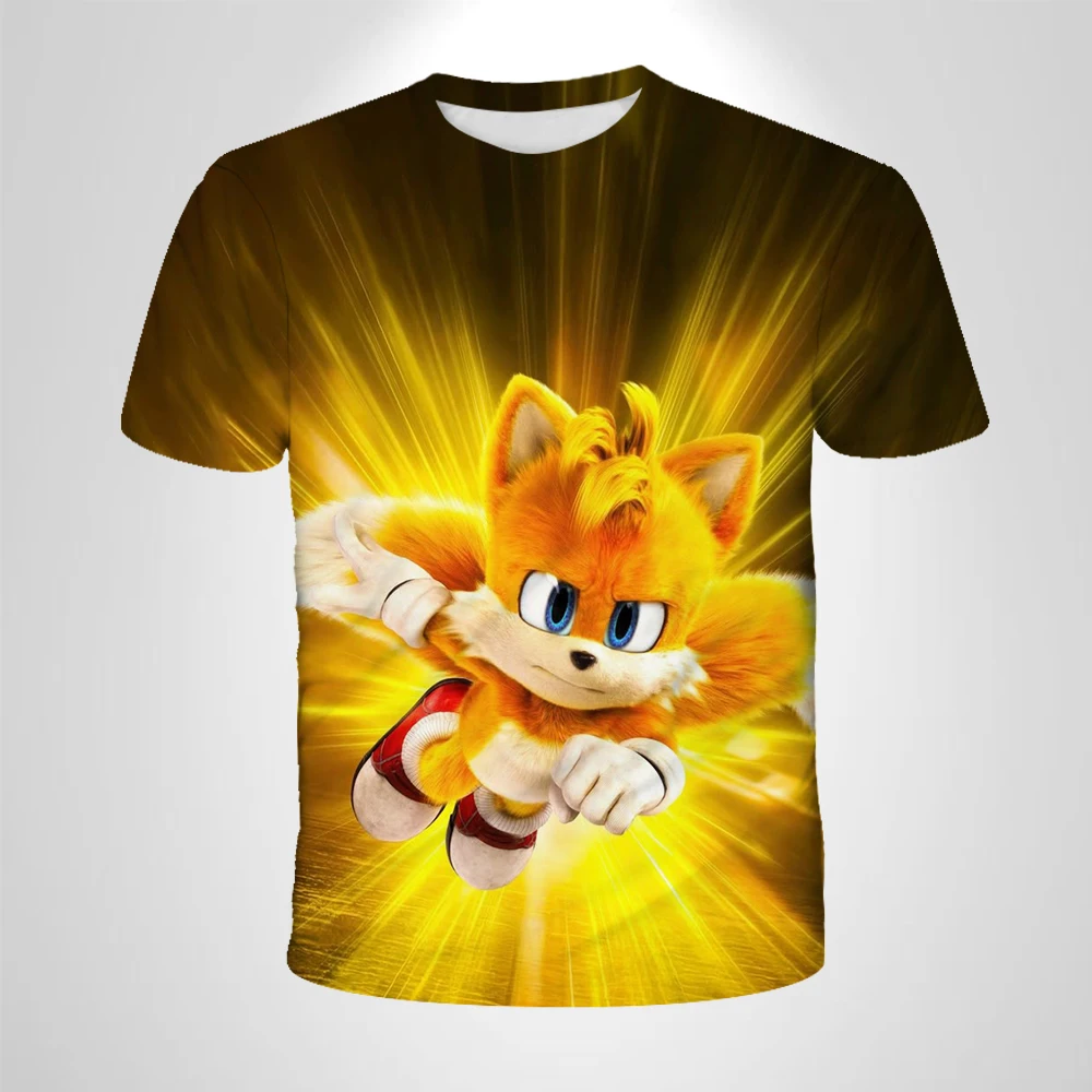 Sonic The Hedgehog Anime Boys' Breathable T-shirt, Children's Fashion Clothing Casual Wear, Breathable Thin Style, Unisex Top