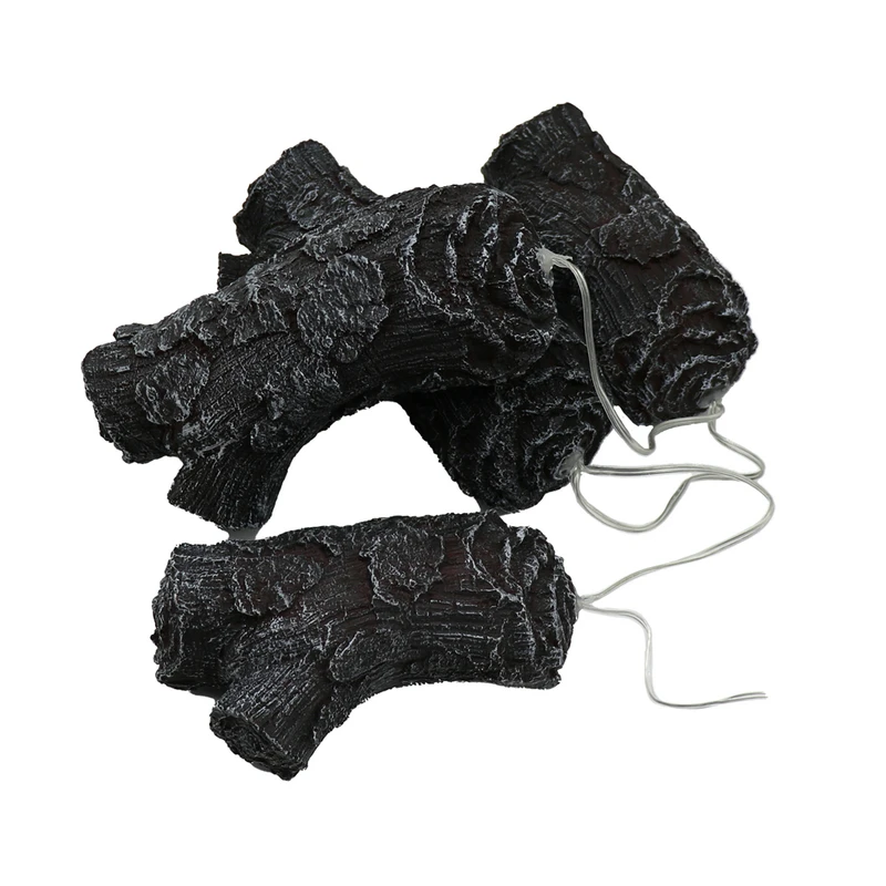 1 Set 3D-Harz-Holzkohle-Lampe, simulierte Holzkohle-Streifen, Kamin-Dekorationszubehör, LED-Carbon-Feuerlicht zur Dekoration – Detail 1