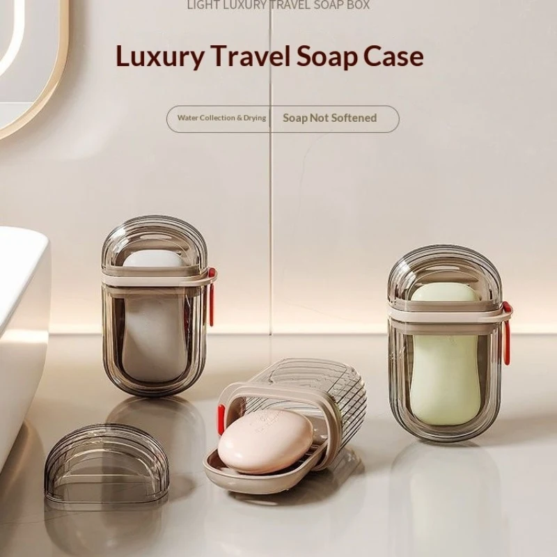 1 Portable Soap Box with Lid - Leakproof Travel Soap Case, with Drainage Holes, Transparent Lid for Easy Identification