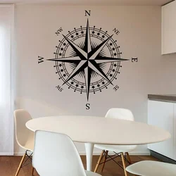 Art Poster Vinyl Wall Sticker Muraux Nautical Compass Rose Removeable Wall Decal Bedroom Livingroom Home Decoration ZX149