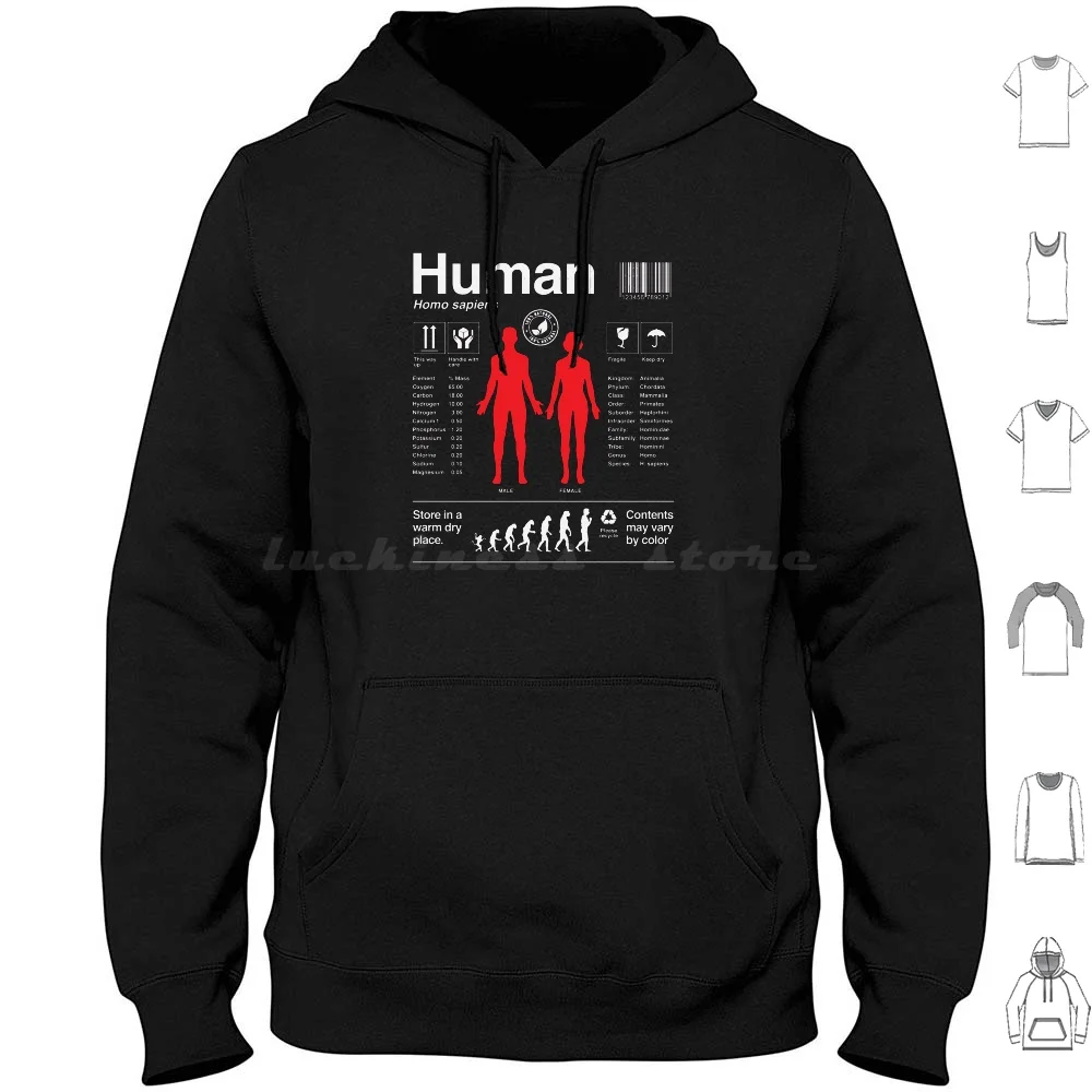 Sudaderas con capucha de ingredientes humanos, manga larga, ingredientes humanos, personas, biología humana