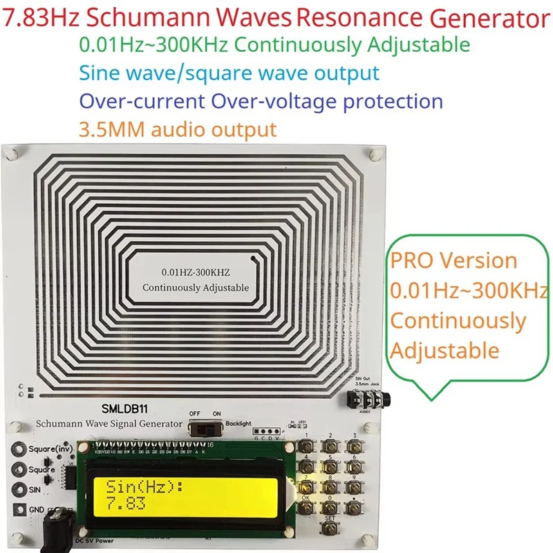 ABPQ-7.83Hz Generator gelombang persegi denyut resonansi Schumann 0.01 hz-300 Khz frekuensi Esolfeggio terus disesuaikan