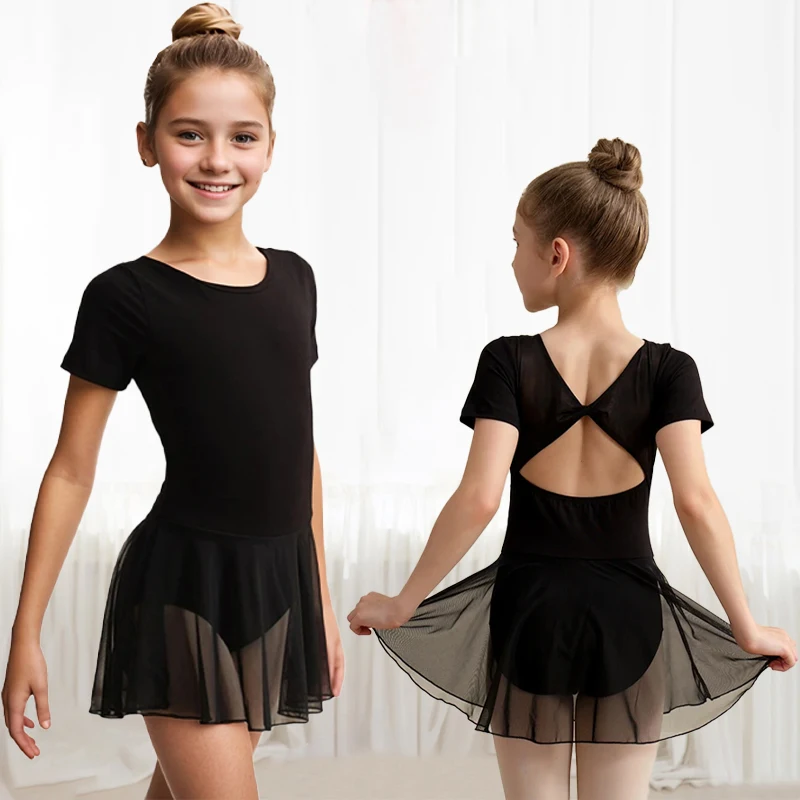 Girls Ballet Leotard Toddler Gymnastic Dance Dresses with Full Front Lining for Back to School Clothes