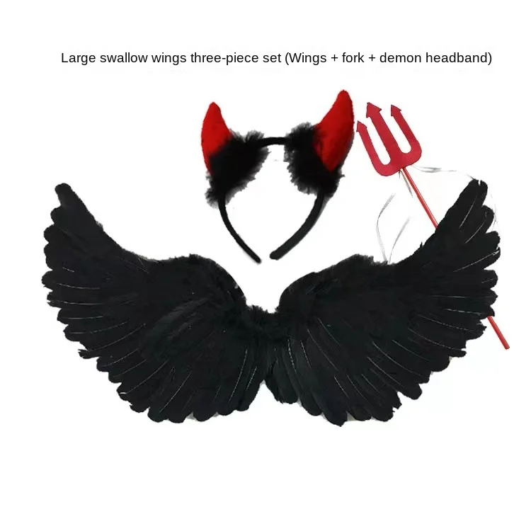 Halloween Feather Wings Kids Adult Prom Christmas Devil Black Wings Colorful Props