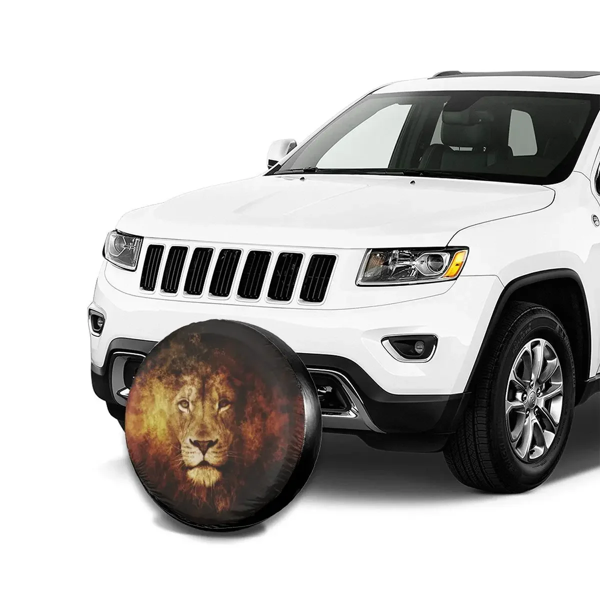 Lion of Judah Jesus Sobressalente Pneu Capa Bag, Bolsa para Jeep, Mitsubishi Pajero, cristão, fé, Capas de roda de carro, 14 polegadas, 15 polegadas, 16 polegadas, 17 polegadas