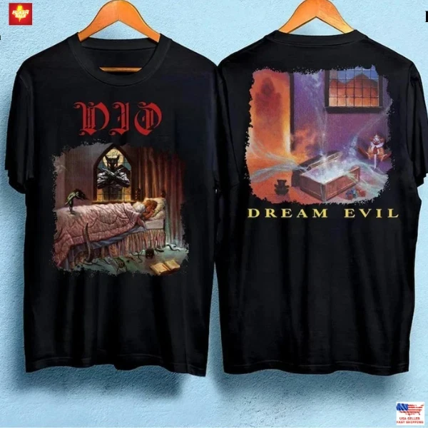 New Arrival Vintage Dio Dream Evil Heavy Metal Rock Band T-Shirt Double Sides